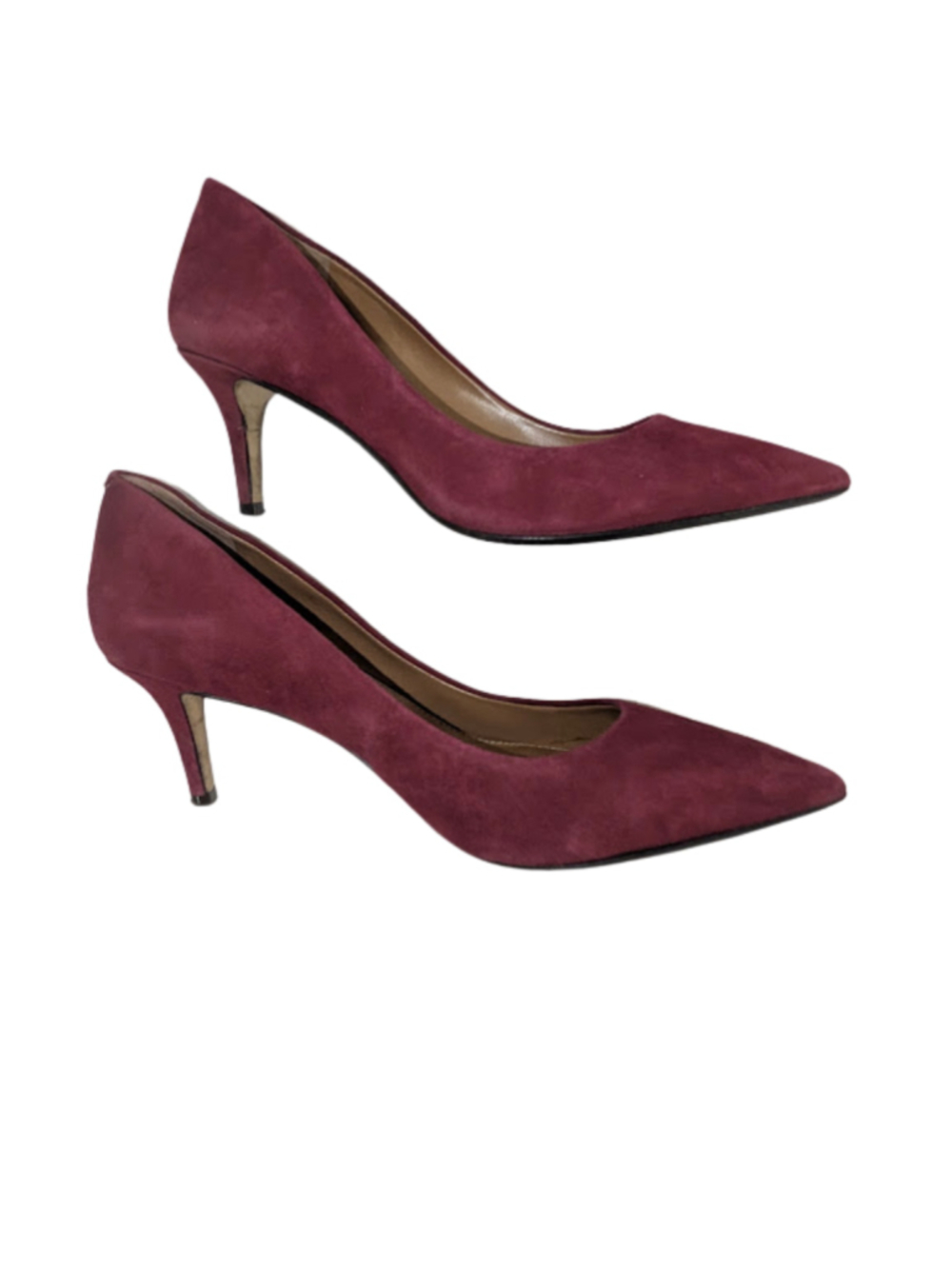 Banana Republic Suede Pumps 8 Burgundy Pointed Toe Stiletto Heels Office Siren - Picture 3 of 12